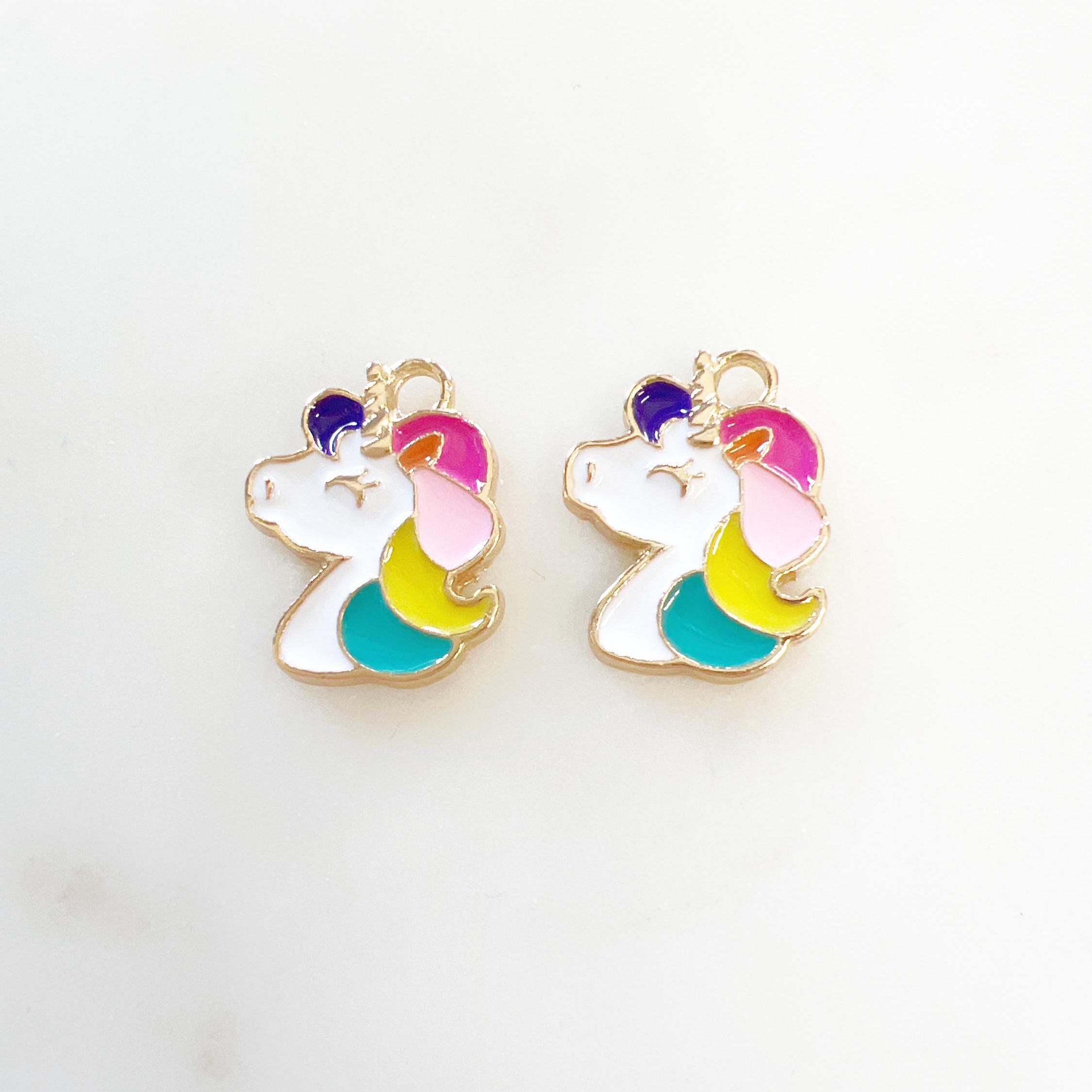 Gold Plated or Brass Enamel Unicorn Horse Charm Fantasy Unicorn Charm (2pc)