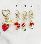 Gold Plated Purse Lip Gloss Backpack Key Charm Strawberry Double