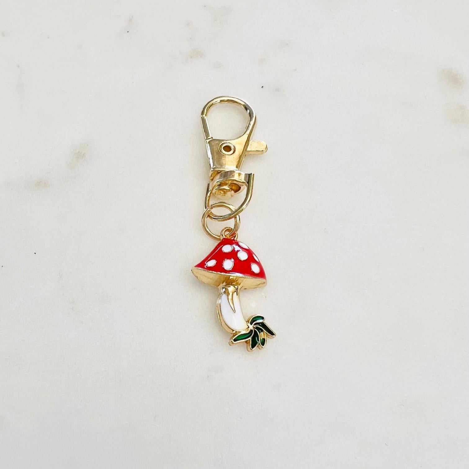 Gold Plated Purse Lip Gloss Backpack Key Charm Strawberry Double