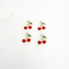Gold Plated Mini Red Cherry Charm Juicy Fruit Charm Enamel Charm (4pc)