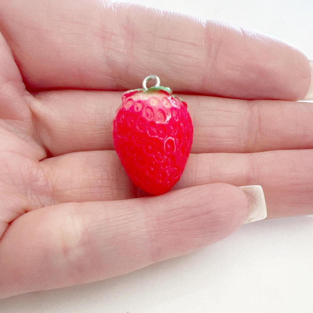 3D Red Acrylic Strawberries Strawberry Charm Juicy (2pc)
