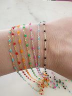 Sterling Silver or 14K Gold Filled Color Enamel Beaded – Sold by the Foot – Gold