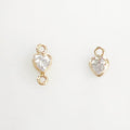 14K Gold Filled Teeny Tiny 3mm Heart Bezel Cubic Zirconia Charm Link