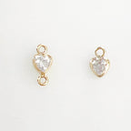 14K Gold Filled Teeny Tiny 3mm Heart Bezel Cubic Zirconia Charm Link