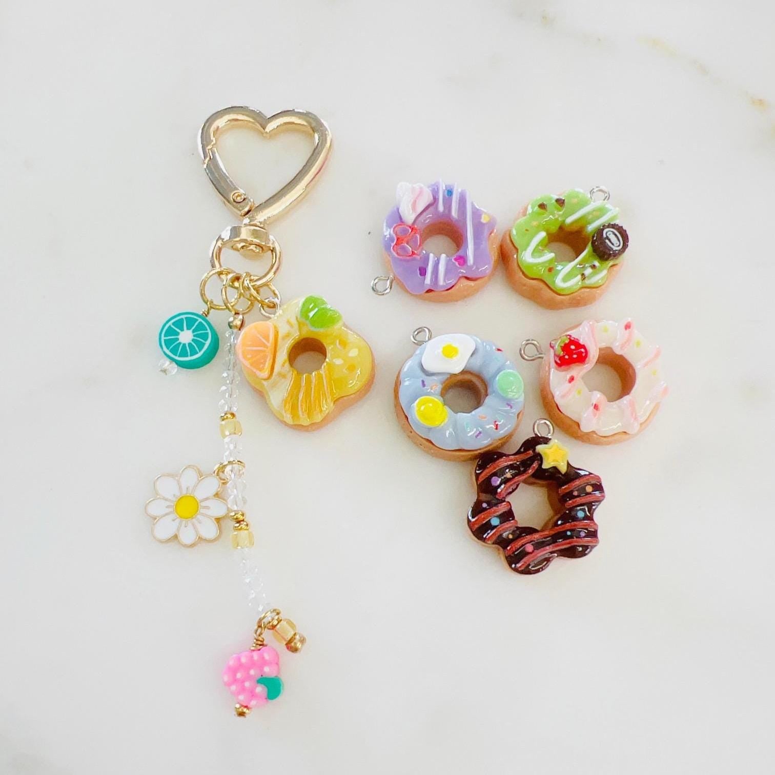 Gold Plated Purse Lip Gloss Backpack Key Charm Donut Watermelon