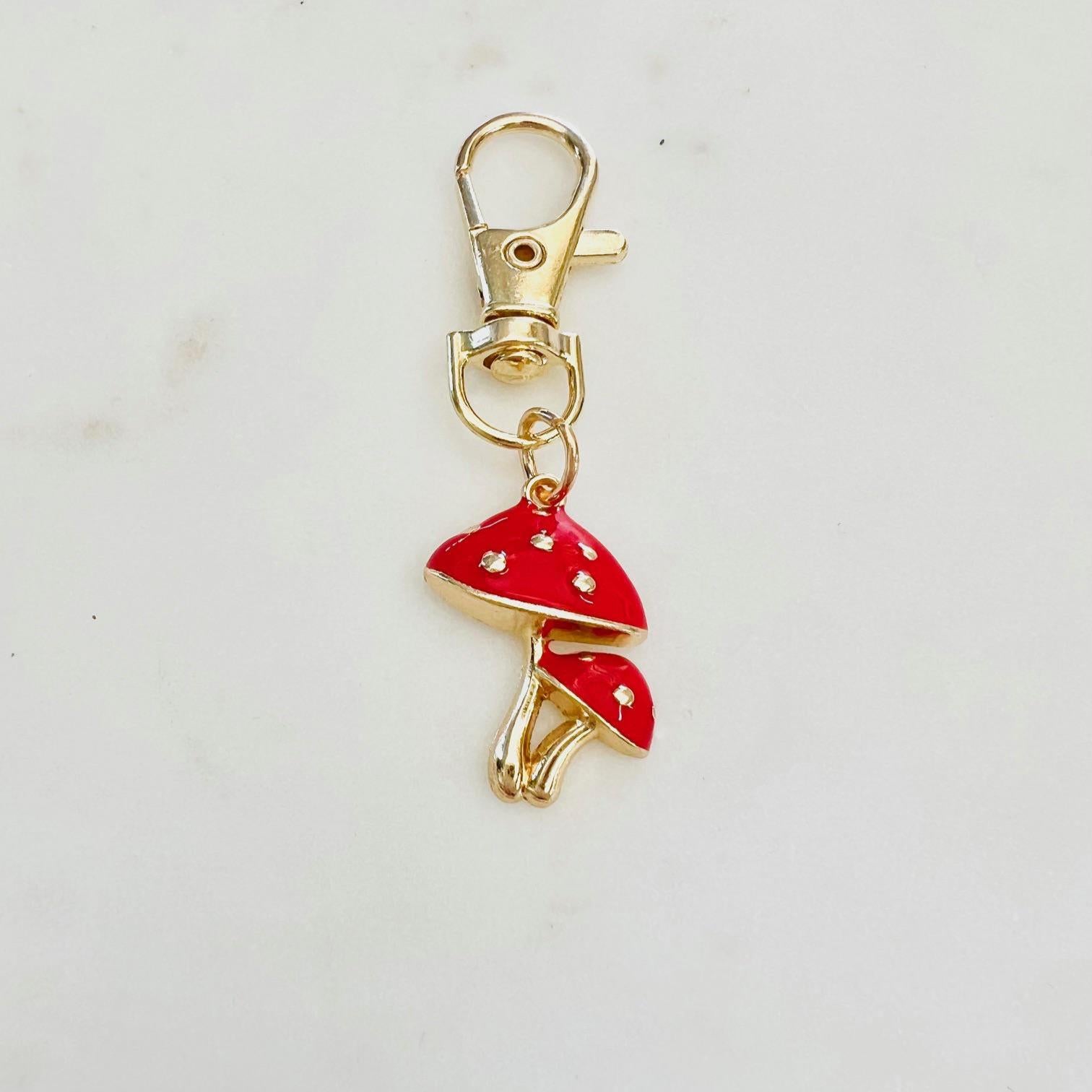 Gold Plated Purse Lip Gloss Backpack Key Charm Strawberry Double