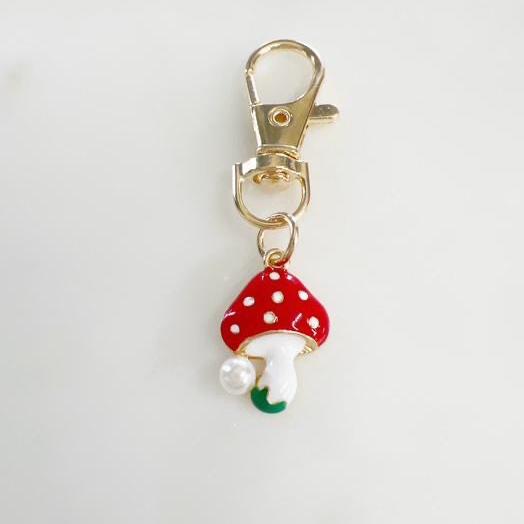 Gold Plated Purse Lip Gloss Backpack Key Charm Strawberry Double