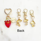 Gold Plated Purse Lip Gloss Backpack Key Charm Strawberry Double