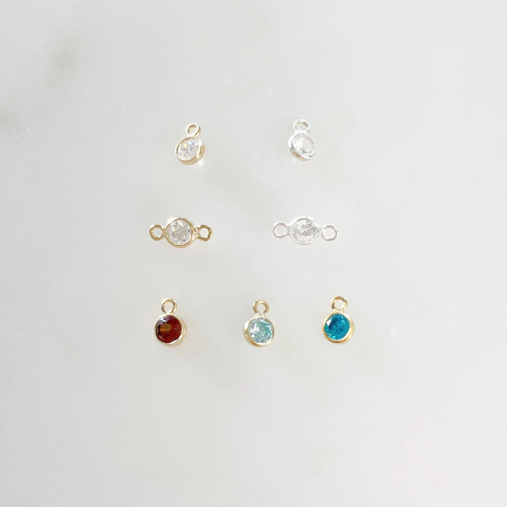 Sterling Silver or 14K Gold Filled Teeny Tiny or 3mm Cubic Zirconia Charm Link