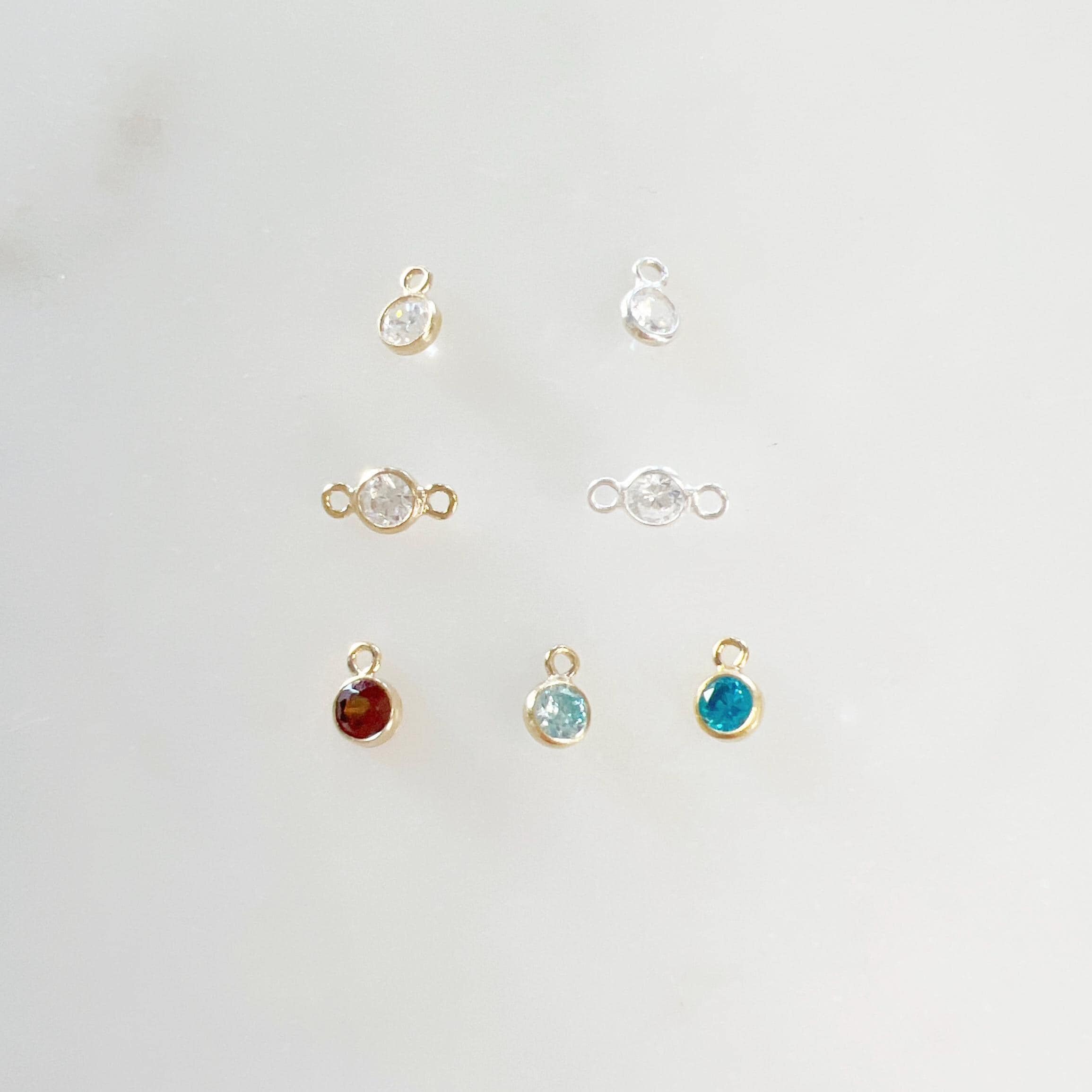Sterling Silver or 14K Gold Filled Teeny Tiny or 3mm Cubic Zirconia Charm Link