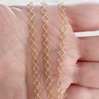 14K Gold Filled Crimped Clover Chain Link 4.4mm X – Sold by the Foot