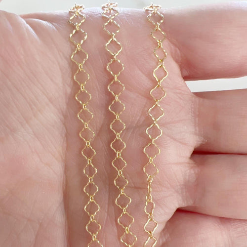 14K Gold Filled Crimped Clover Chain Link 4.4mm X – Sold by the Foot