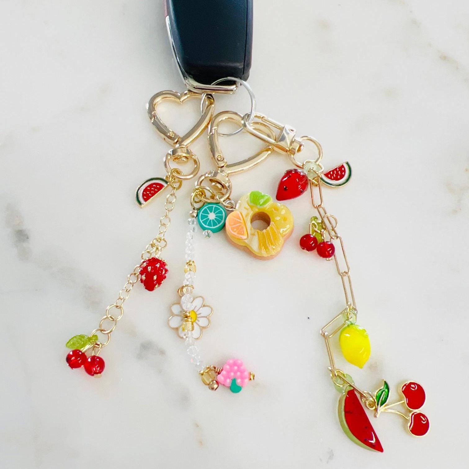 Gold Plated Purse Lip Gloss Backpack Key Charm Donut Watermelon