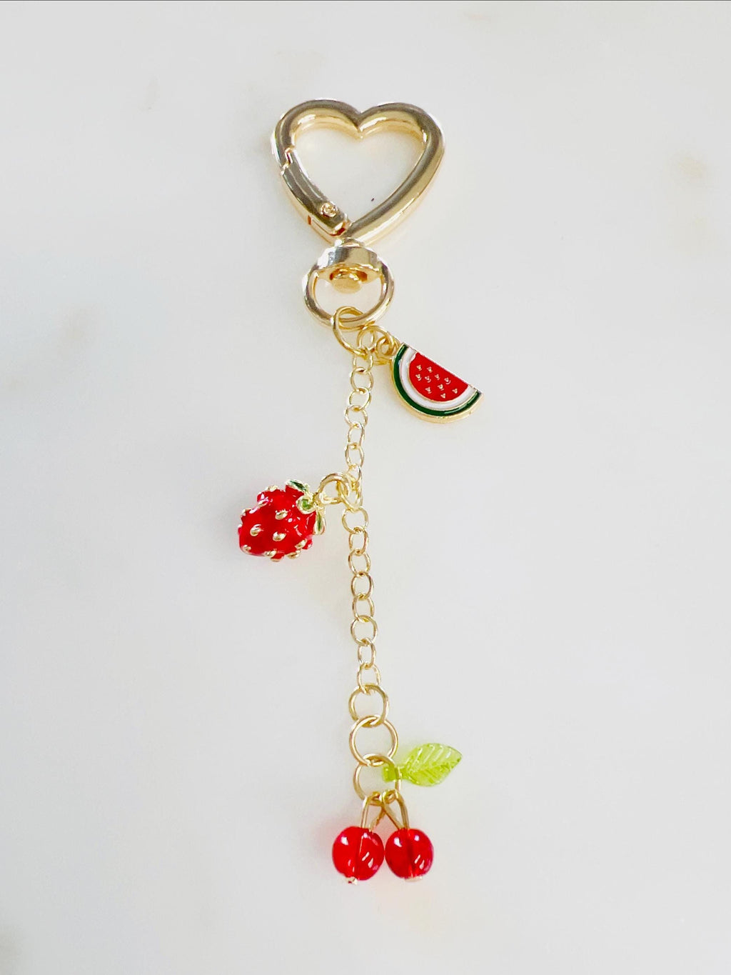 Gold Plated Purse Lip Gloss Backpack Key Charm Donut Watermelon