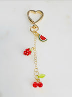 Gold Plated Purse Lip Gloss Backpack Key Charm Donut Watermelon