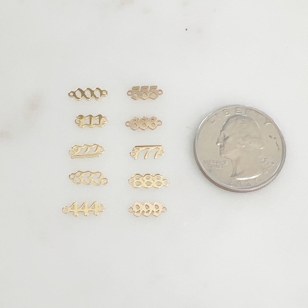 14K Gold Filled Teeny Tiny Angel Number Connector Charm Pendant Wish