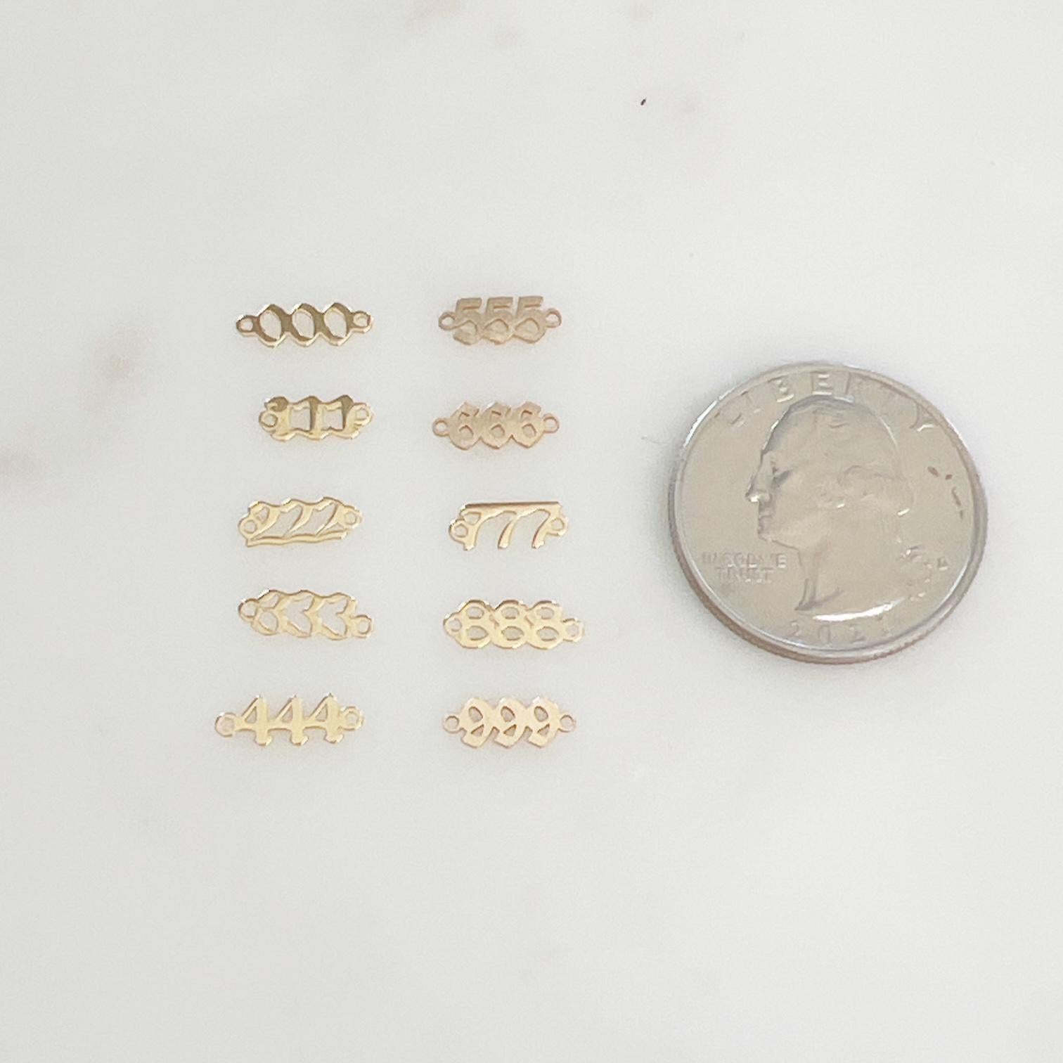 14K Gold Filled Teeny Tiny Angel Number Connector Charm Pendant Wish