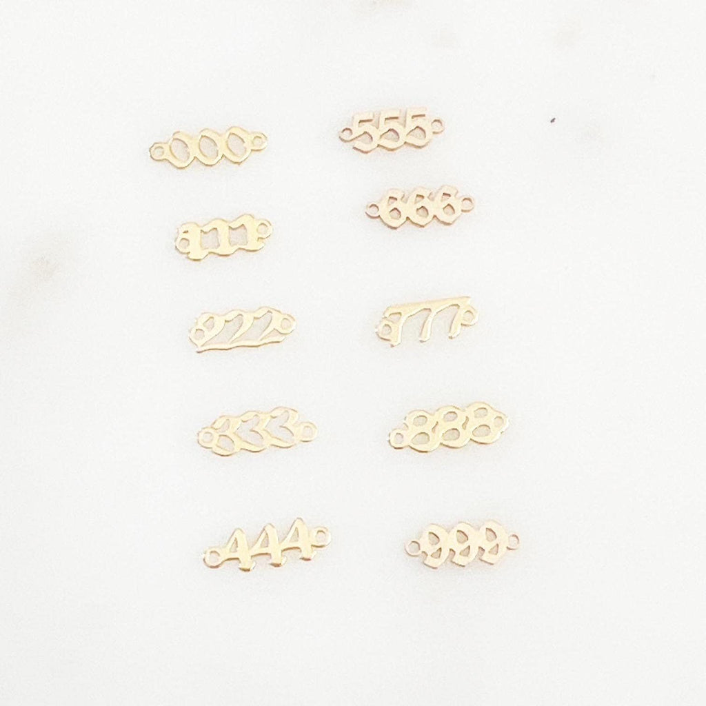 14K Gold Filled Teeny Tiny Angel Number Connector Charm Pendant Wish