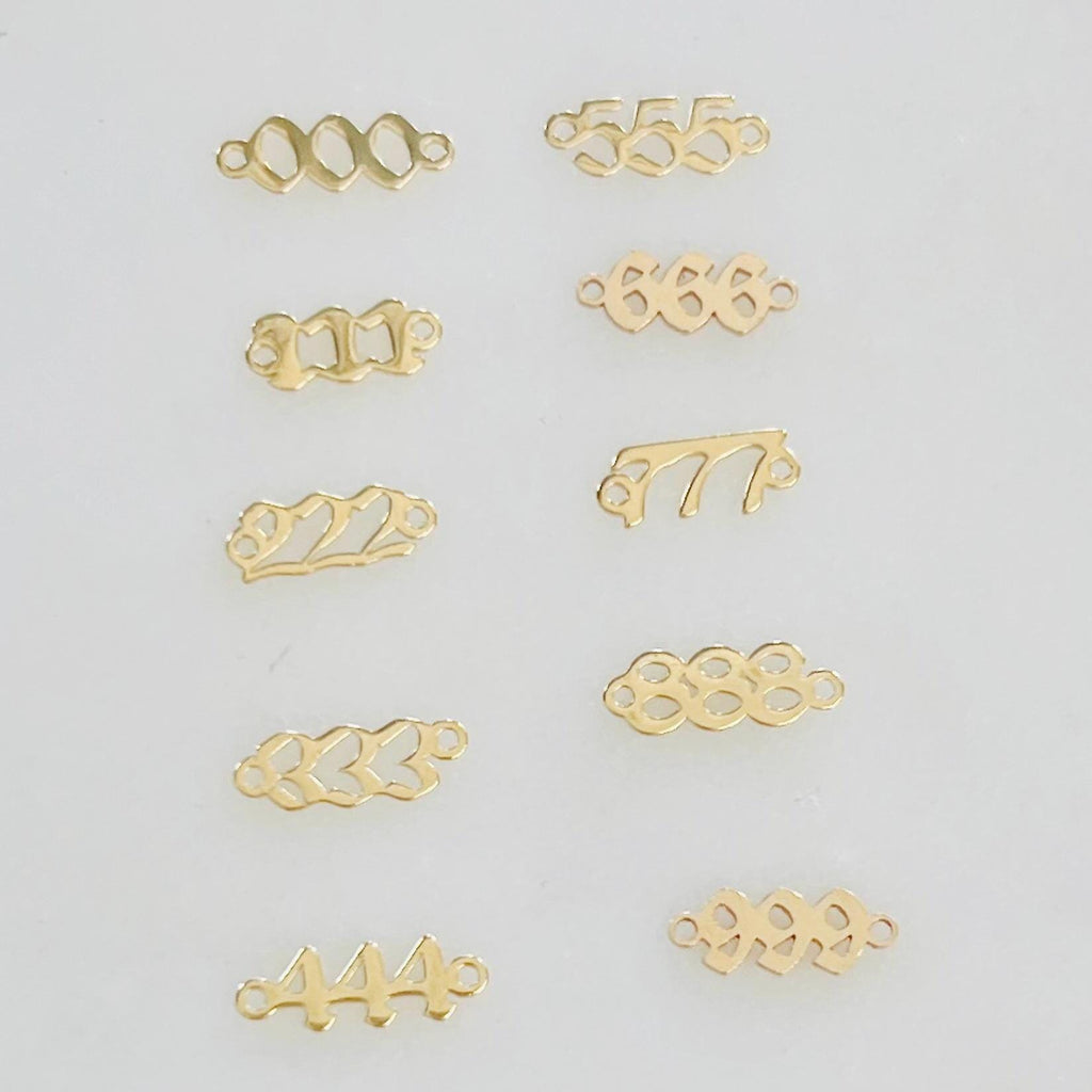 14K Gold Filled Teeny Tiny Angel Number Connector Charm Pendant Wish