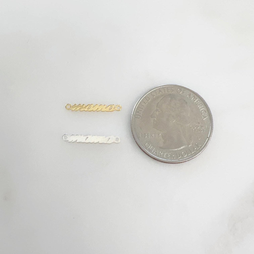 Sterling Silver or 14K Gold Filled Teeny Tiny Cursive Mama Connector Pendant