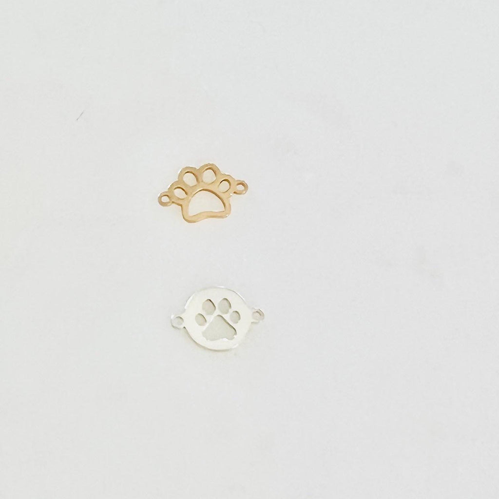 Sterling Silver or 14K Gold Filled Teeny Tiny Dog Paw Print Connector Pendant