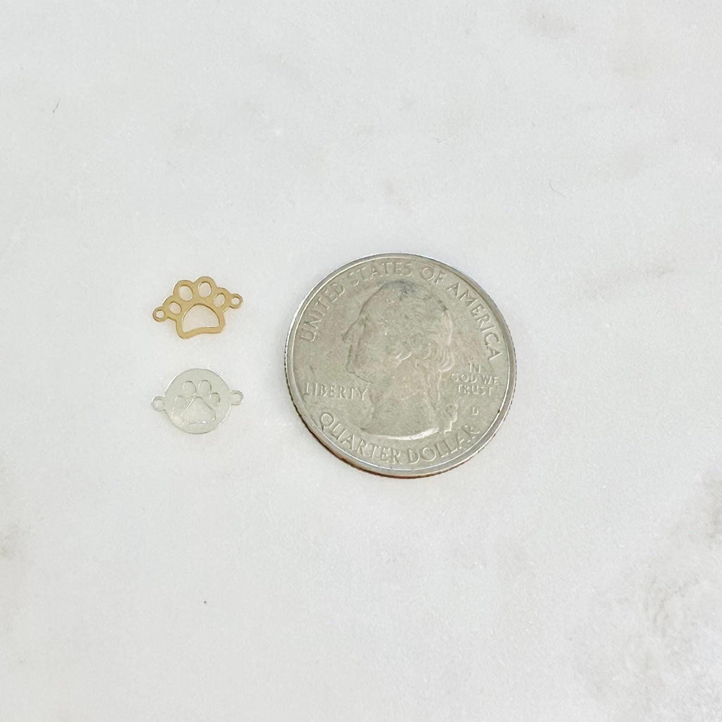 Sterling Silver or 14K Gold Filled Teeny Tiny Dog Paw Print Connector Pendant