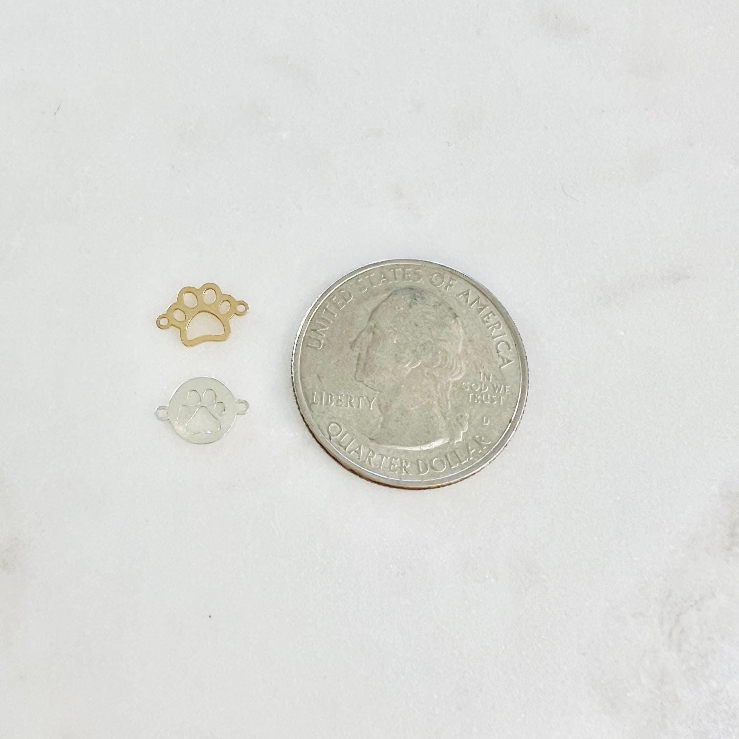 Sterling Silver or 14K Gold Filled Teeny Tiny Dog Paw Print Connector Pendant