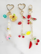 Gold Plated Purse Lip Gloss Backpack Key Charm Donut Watermelon
