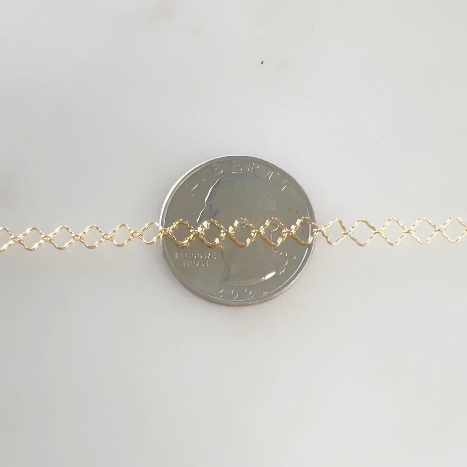 14K Gold Filled Crimped Clover Chain Link 4.4mm X – Sold by the Foot