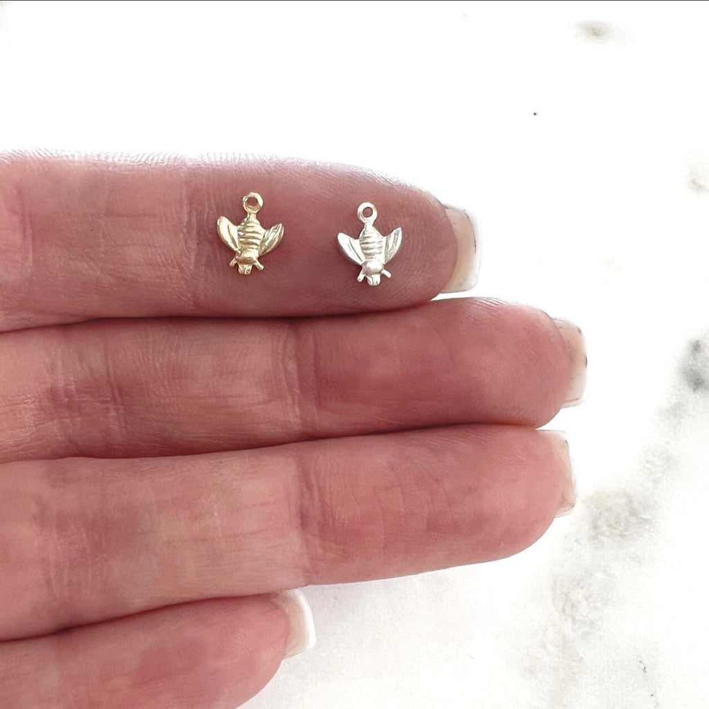 Sterling Silver or 14K Gold Filled Teeny Tiny Lightweight Bumble Bee (4pc) – Gold