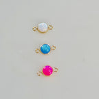14K Gold Filled 4mm Bello Opal Connector Charm Gemstone Connector White