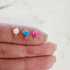 14K Gold Filled 4mm Bello Opal Connector Charm Gemstone Connector White