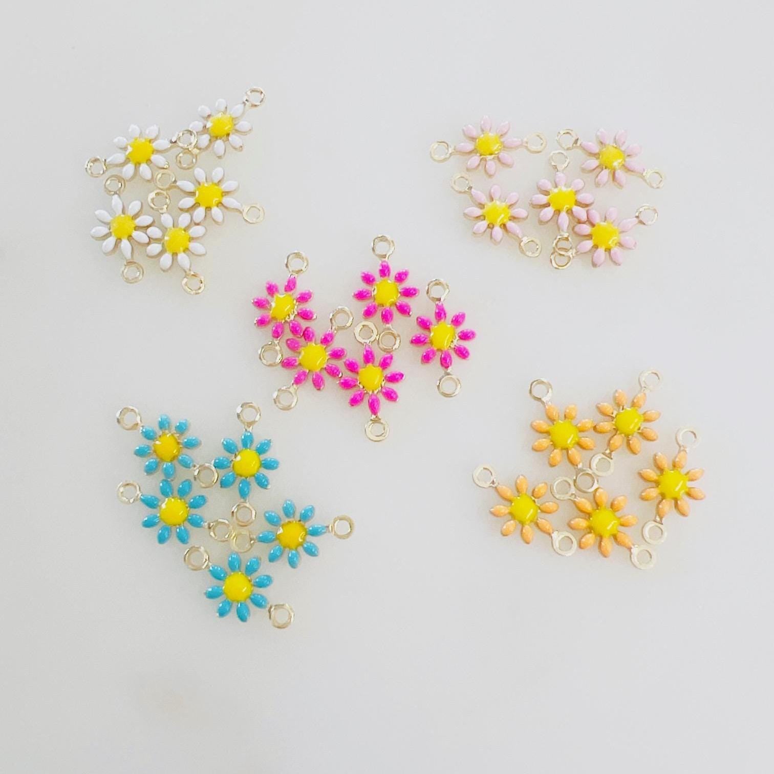 Gold Plated Dainty Daisy Flower 2 Loop Connector Double Sided (5pc)