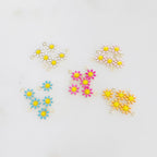 Gold Plated Dainty Daisy Flower Pendant Double Sided Nature Flower (5pc)