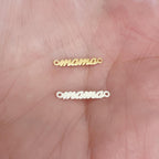 Sterling Silver or 14K Gold Filled Teeny Tiny Cursive Mama Connector Pendant