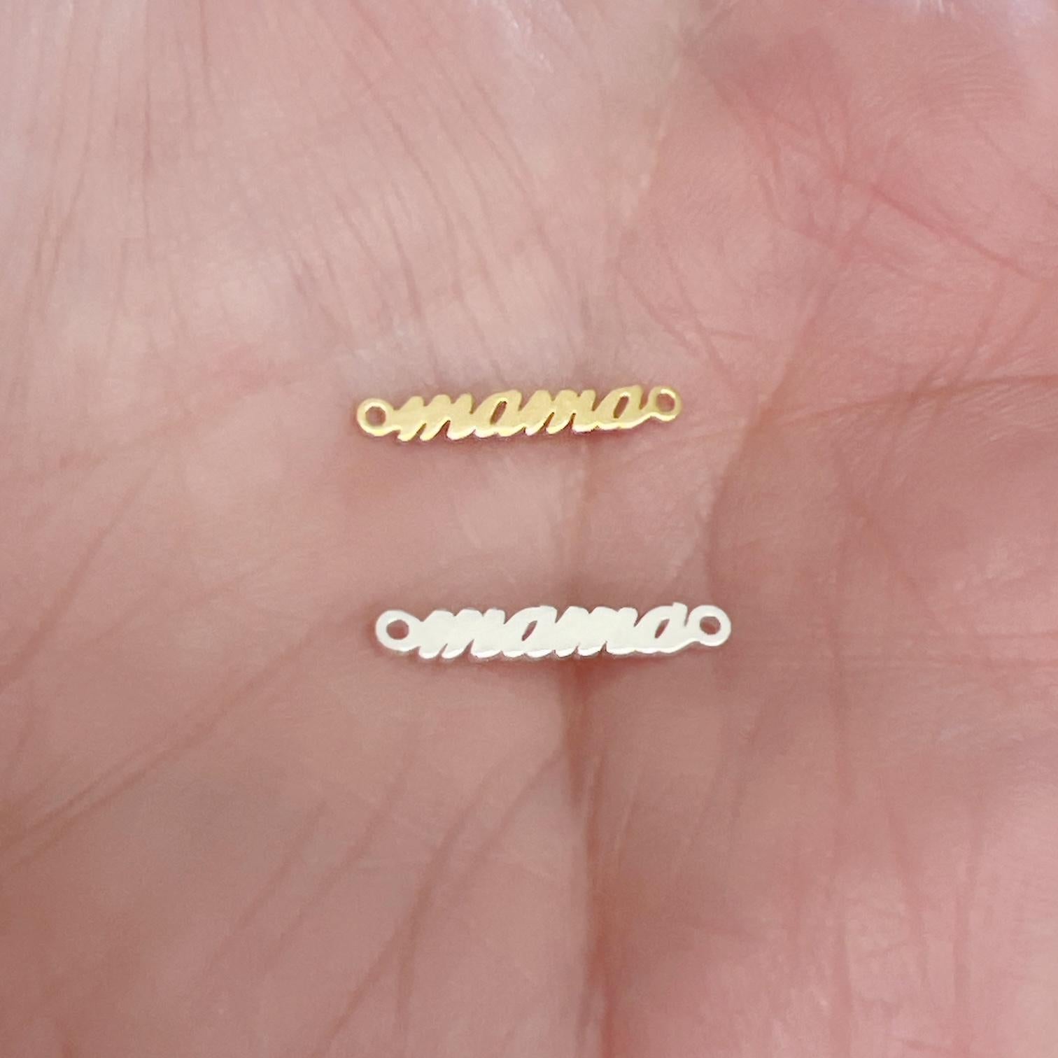 Sterling Silver or 14K Gold Filled Teeny Tiny Cursive Mama Connector Pendant