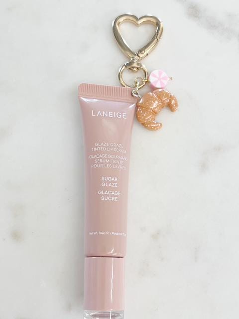 Gold Plated Purse Lip Gloss Backpack Key Charm Bear Bread Muffin