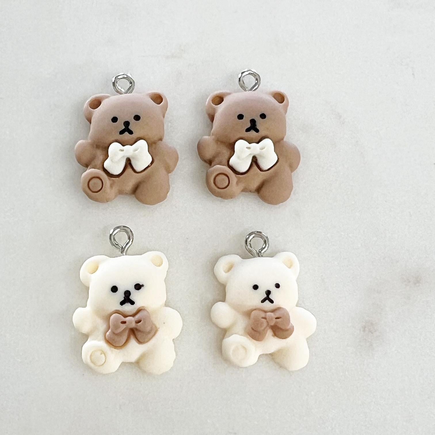Acrylic Teddy Bear Charm Brown or Beige Bear Dancing (2pc)