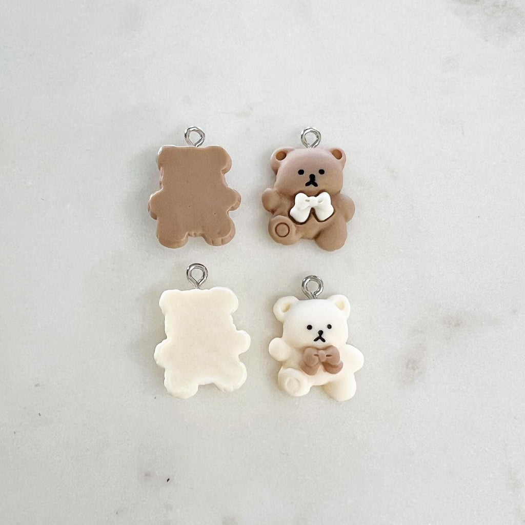 Acrylic Teddy Bear Charm Brown or Beige Bear Dancing (2pc)