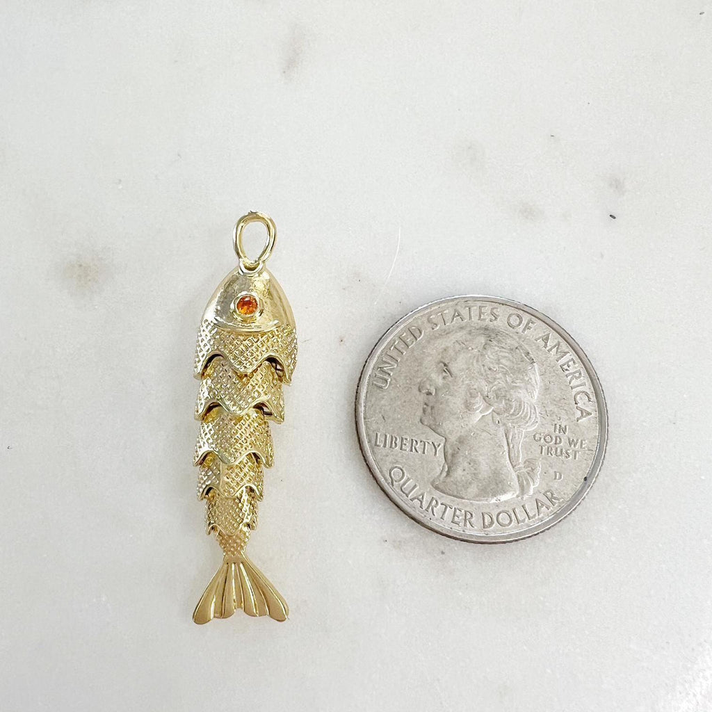 Gold Plated Detailed with Orange or Clear Cubic Zirconia Eye