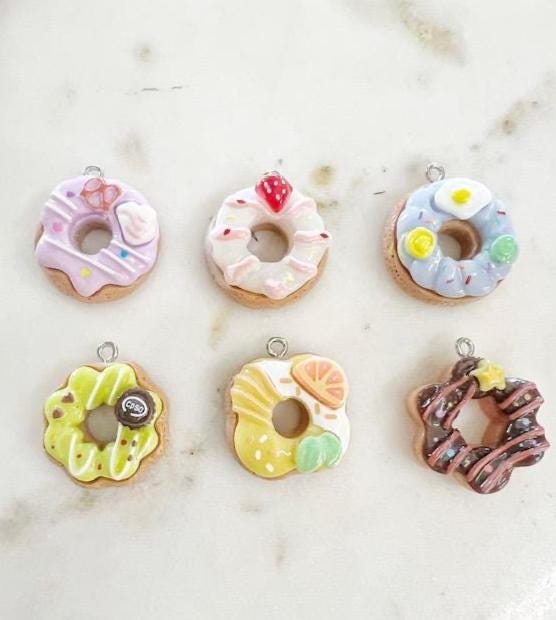 Colorful Delicious Acrylic Donut Doughnut Charm Pendant