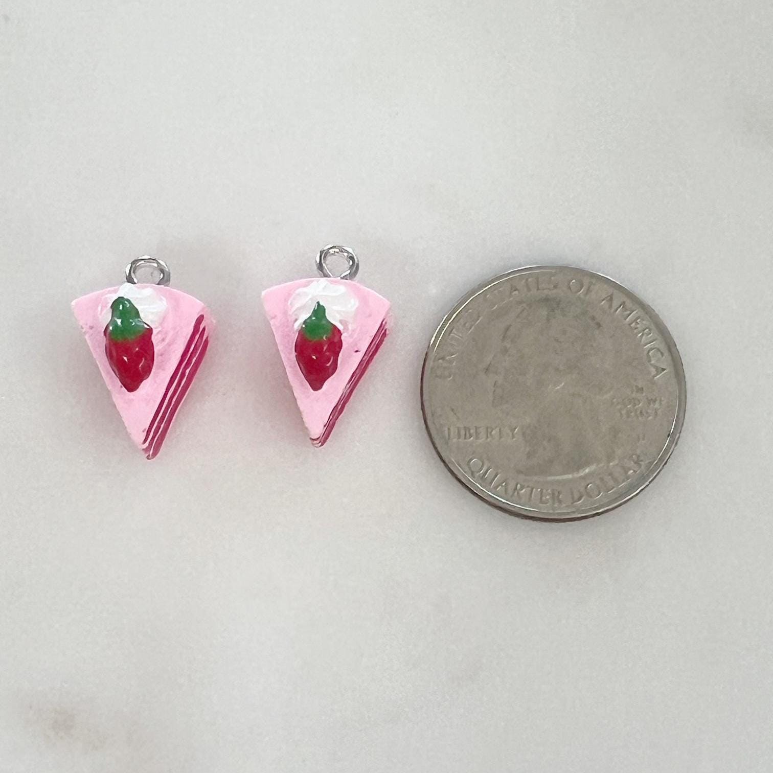 Strawberry Cake Charm Slice of Cake Charm Birthday Lip (2pc)