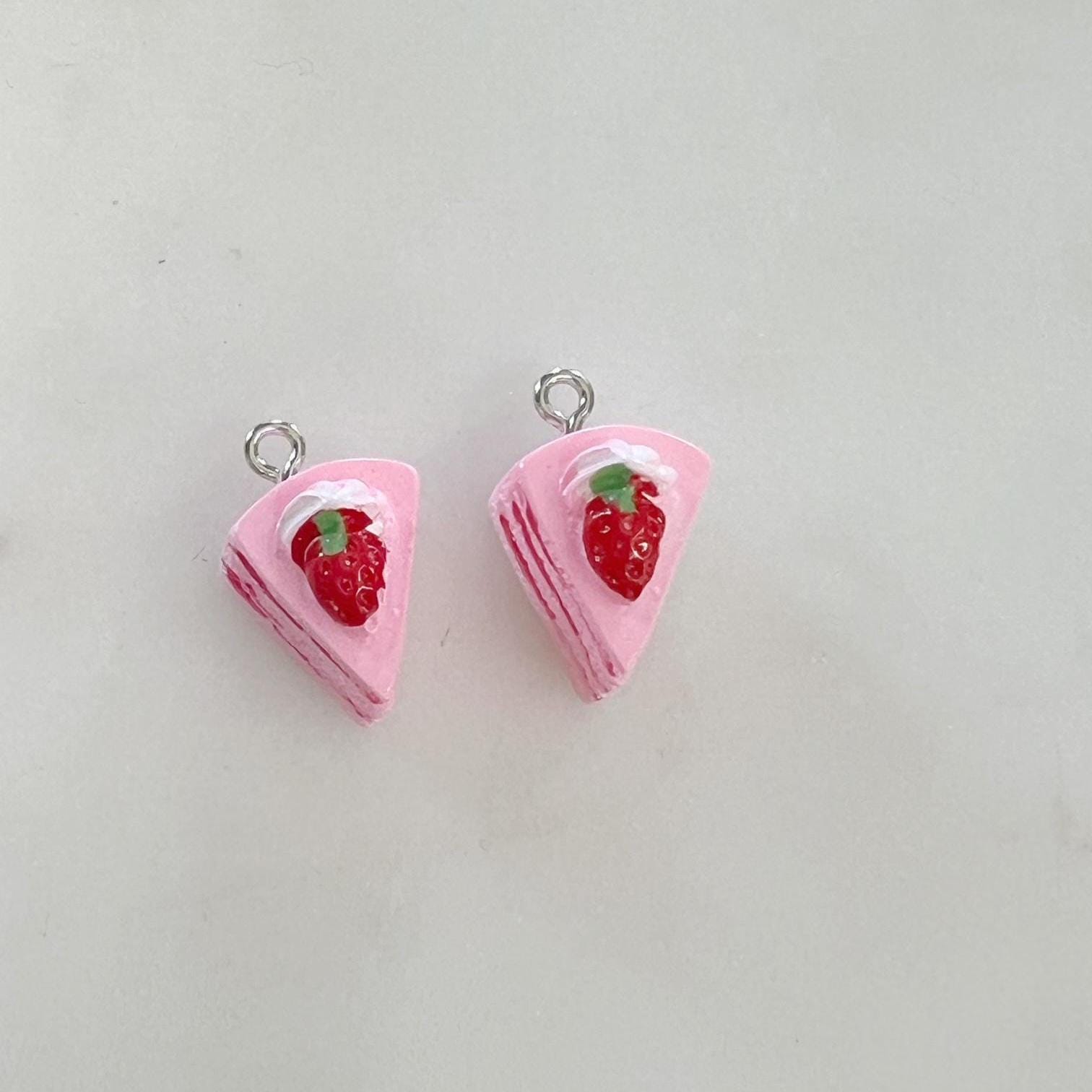 Strawberry Cake Charm Slice of Cake Charm Birthday Lip (2pc)
