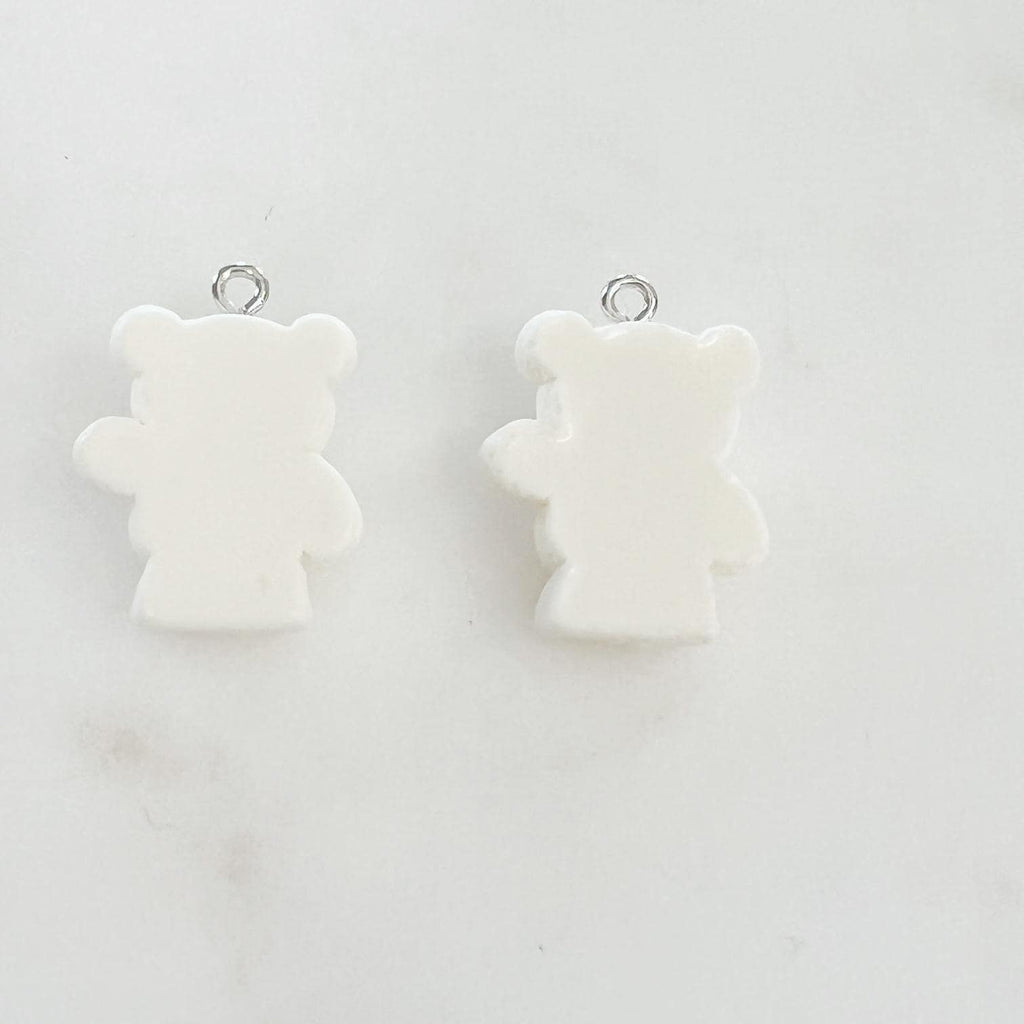 2 Pieces Acrylic Teddy Bear Charm White Bear Dancing Bear Pendant Lip Gloss, Backpack, Purse, Key Chain Charm, Jewelry Supply
