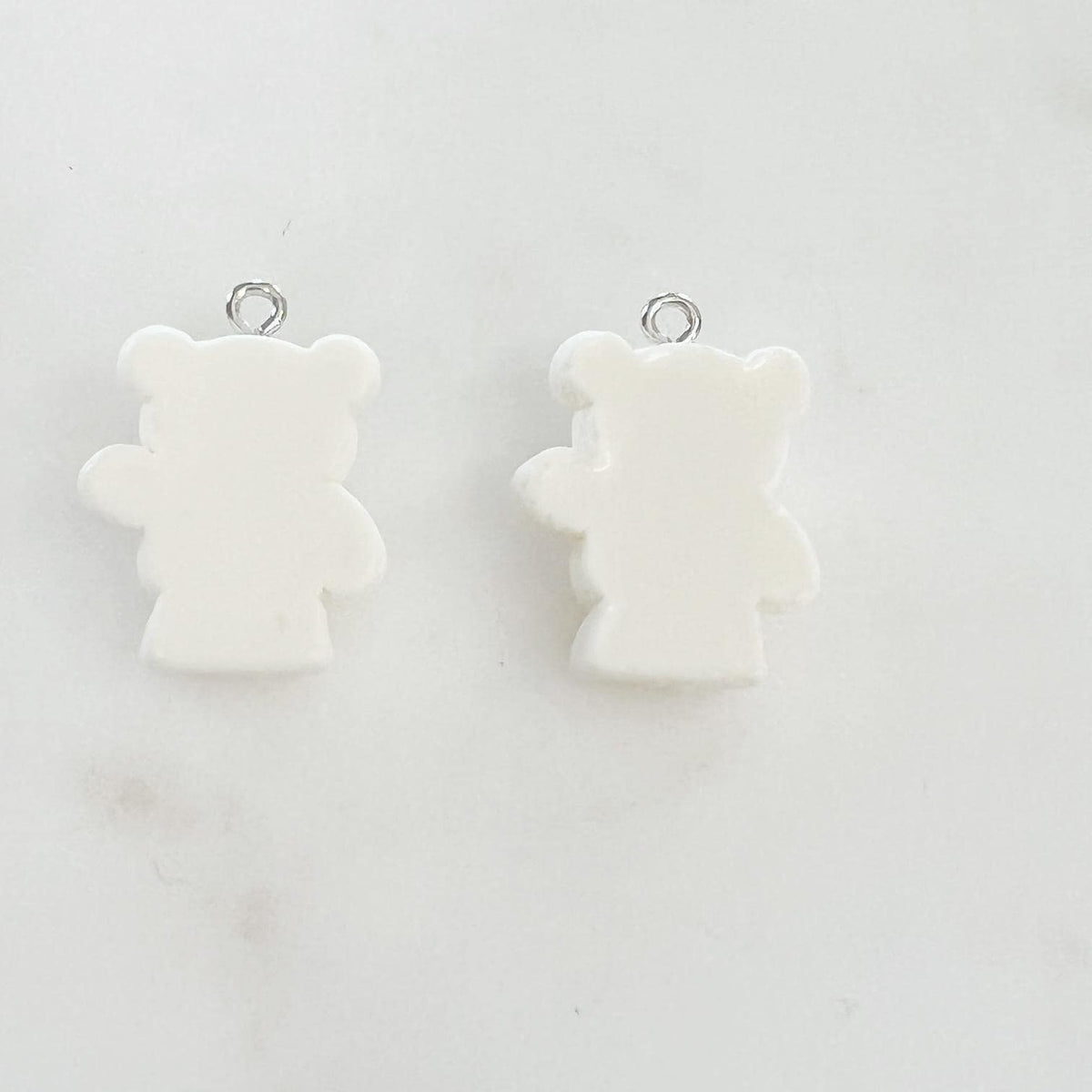 2 Pieces Acrylic Teddy Bear Charm White Bear Dancing Bear Pendant Lip Gloss, Backpack, Purse, Key Chain Charm, Jewelry Supply