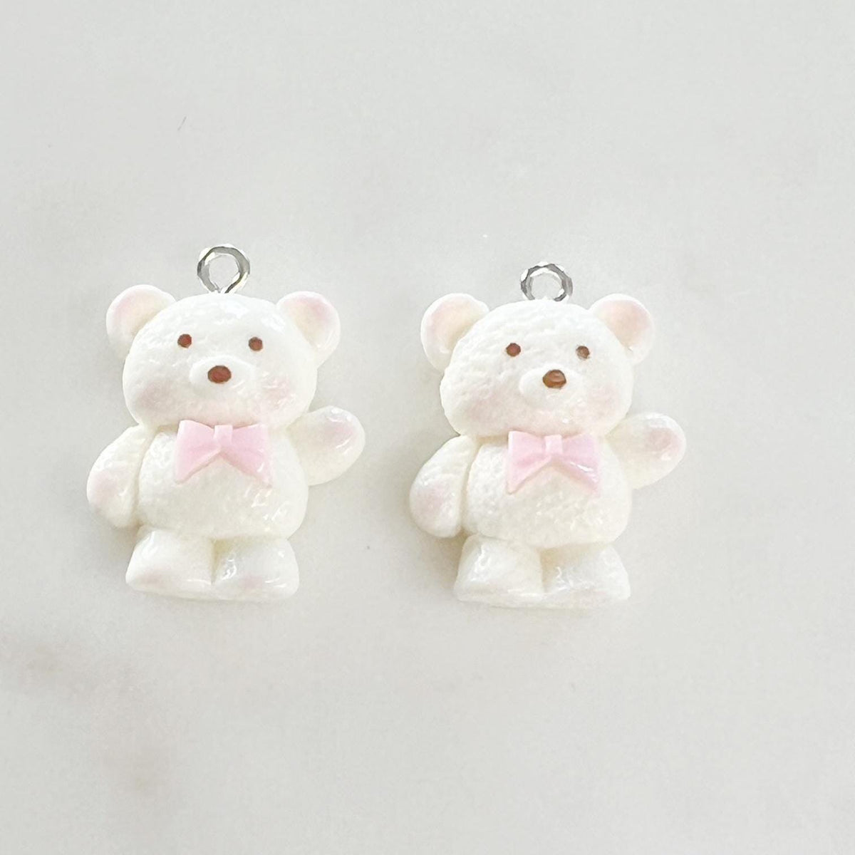 2 Pieces Acrylic Teddy Bear Charm White Bear Dancing Bear Pendant Lip Gloss, Backpack, Purse, Key Chain Charm, Jewelry Supply