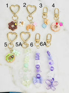 Gold Plated Purse Lip Gloss Backpack Key Charm Bear Bread Muffin