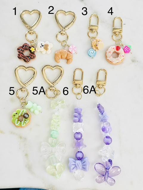 Gold Plated Purse Lip Gloss Backpack Key Charm Bear Bread Muffin