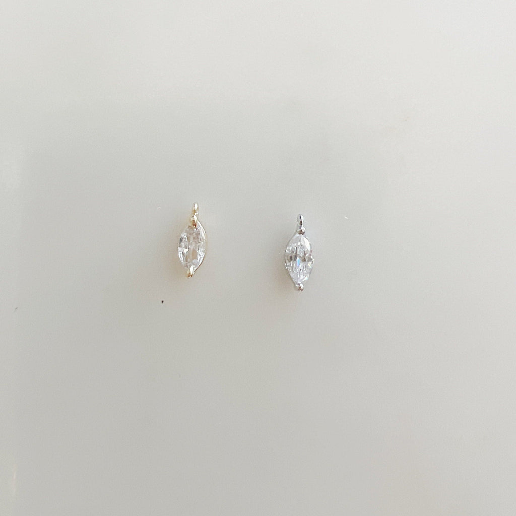 Gold Plated or Rhodium Plated Marquise Pave CZ Small Drop Cubic Zirconia