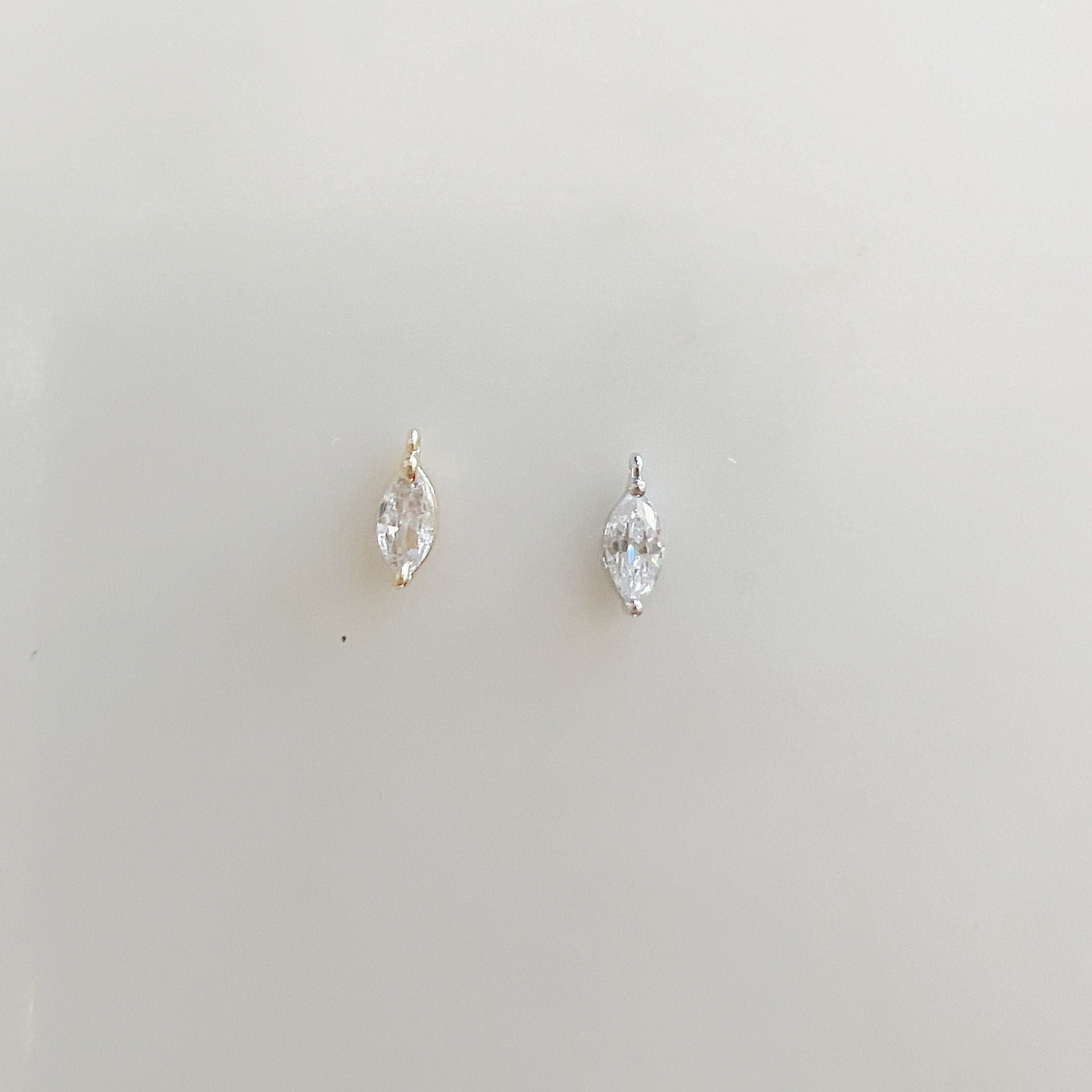 Gold Plated or Rhodium Plated Marquise Pave CZ Small Drop Cubic Zirconia